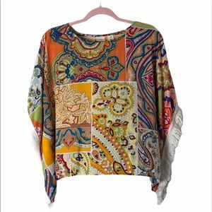 Festival boho hippie tassel fringe print t…